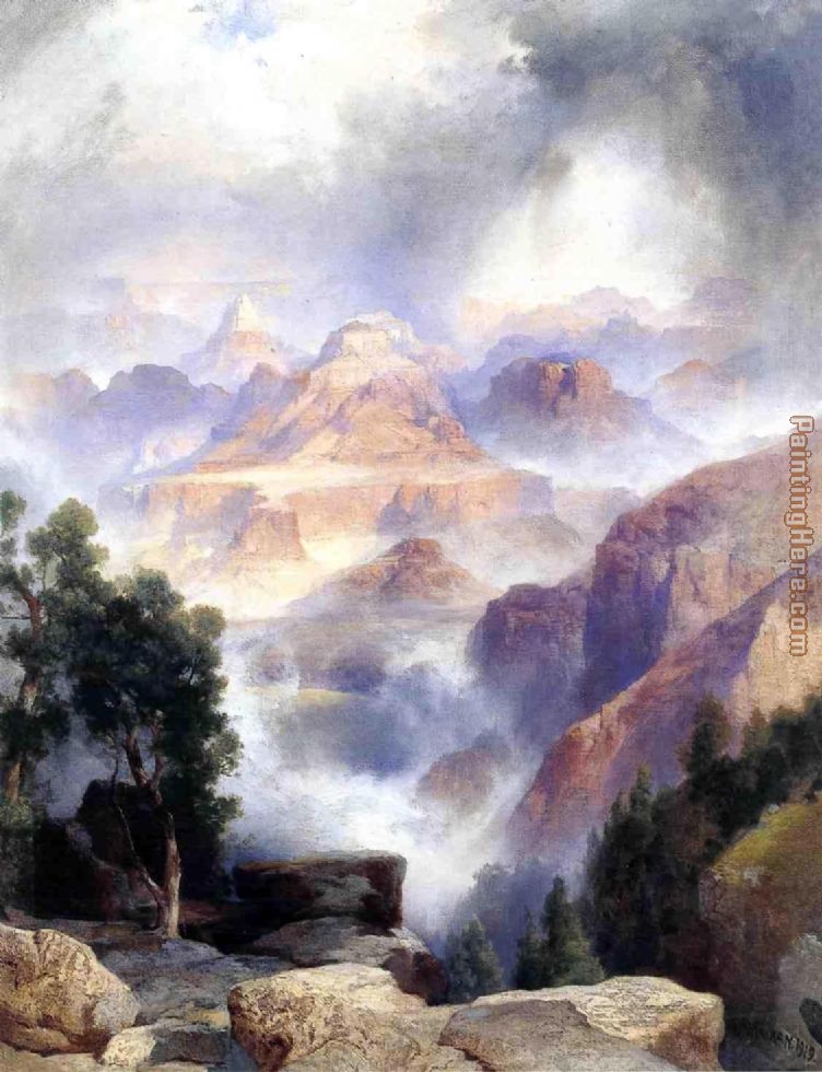 A Showrey Day, Grand Canyon painting - Thomas Moran A Showrey Day, Grand Canyon art painting